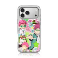 Saiki Kusuo pastel anime character collage iPhone 17 Pro Max Electroplated Silver Case1