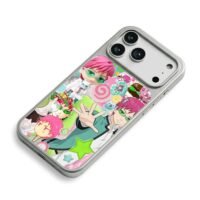 Saiki Kusuo pastel anime character collage iPhone 17 Pro Max Electroplated Silver Case2