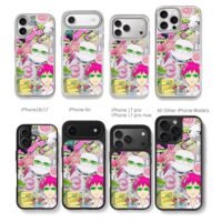 Saiki Kusuo white cat anime collage Chris Brown Phone Case Black Electroplated Silver For Iphone 11 To 17