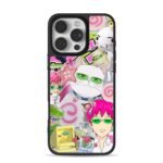 Saiki Kusuo white cat anime collage Phone Case for iPhone 11-17 & Samsung Galaxy S24-S26