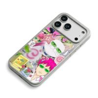 Saiki Kusuo white cat anime collage iPhone 17 Pro Max Electroplated Silver Case2