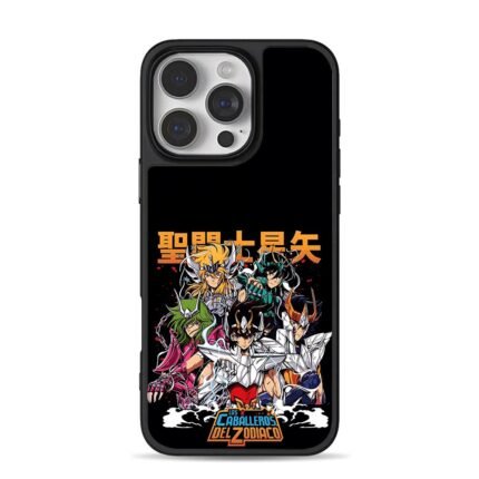 Saint Seiya Five Bronze Knights iPhone 16 Pro Max Black Case