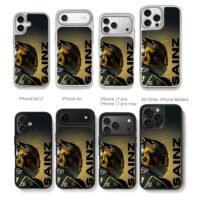 Sainz Ferrari F1 racing helmet Chris Brown Phone Case Black Electroplated Silver For Iphone 11 To 17
