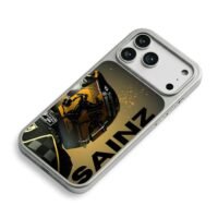Sainz Ferrari F1 racing helmet iPhone 17 Pro Max Electroplated Silver Case2
