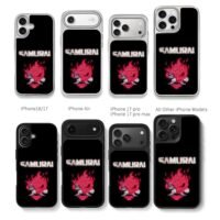 Samurai cyberpunk fire oni mask Chris Brown Phone Case Black Electroplated Silver For Iphone 11 To 17