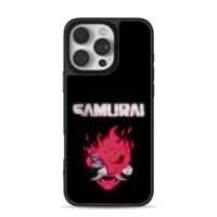 Samurai cyberpunk fire oni mask iPhone 16 Pro Max Black Case