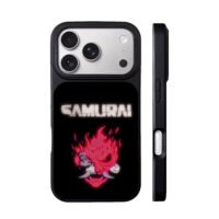 Samurai cyberpunk fire oni mask iPhone 17 Pro Max Black Case