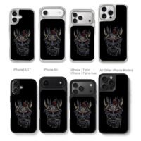 Samurai kanji oni mask with snakes Chris Brown Phone Case Black Electroplated Silver For Iphone 11 To 17