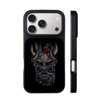Samurai kanji oni mask with snakes iPhone 17 Pro Max Black Case