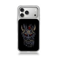Samurai kanji oni mask with snakes iPhone 17 Pro Max Electroplated Silver Case1