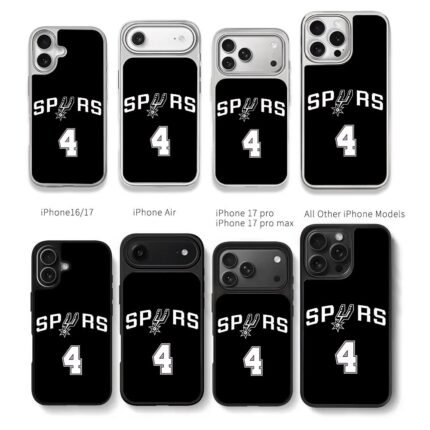 San Antonio Spurs number 4 logo Chris Brown Phone Case Black Electroplated Silver For Iphone 11 To 17