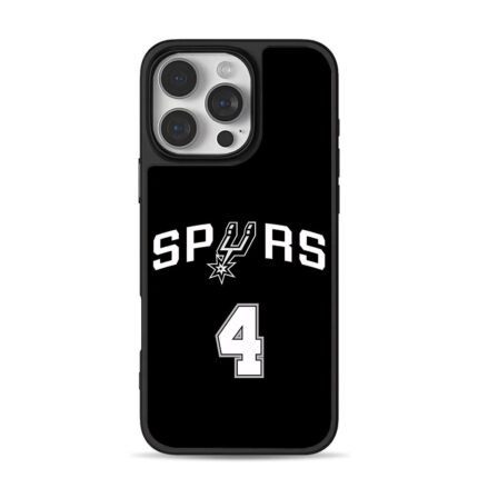 San Antonio Spurs number 4 logo iPhone 16 Pro Max Black Case