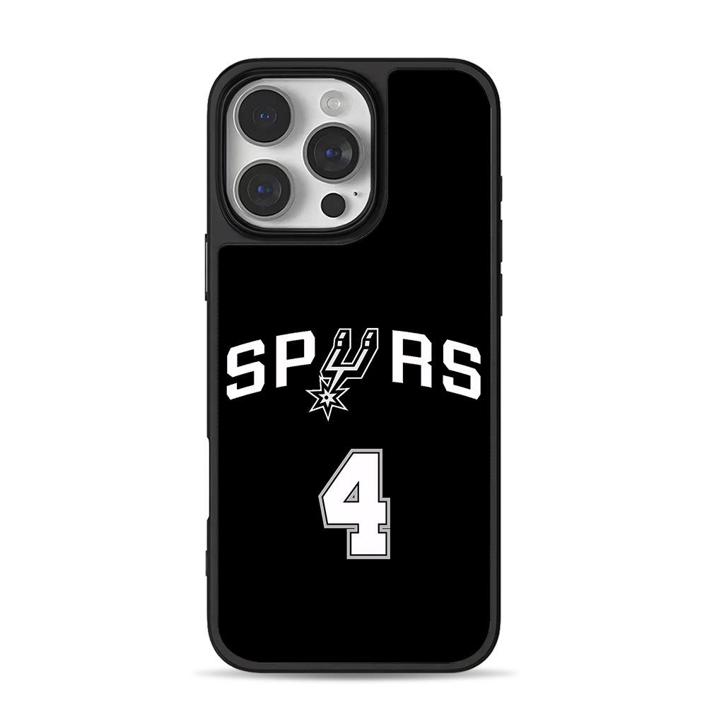 San Antonio Spurs number 4 logo iPhone 16 Pro Max Black Case San Antonio Spurs number 4 logo iPhone 16 Pro Max Black Case