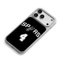 San Antonio Spurs number 4 logo iPhone 17 Pro Max Electroplated Silver Case2