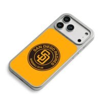 San Diego Padres SD baseball logo iPhone 17 Pro Max Electroplated Silver Case2