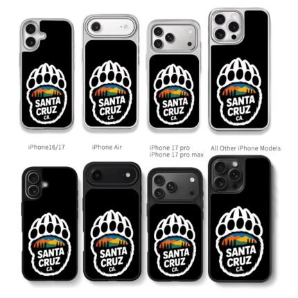 Santa Cruz CA bear paw forest logo Chris Brown Phone Case Black Electroplated Silver For Iphone 11 To 17