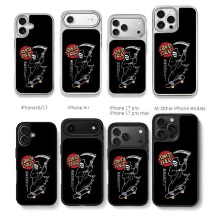 Santa Cruz grim reaper scythe skate Chris Brown Phone Case Black Electroplated Silver For Iphone 11 To 17