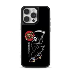Santa Cruz grim reaper scythe skate iPhone 16 Pro Max Black Case