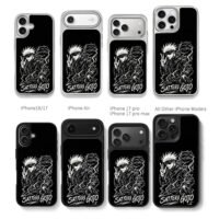 Satoru Gojo JJK peace lightning art Chris Brown Phone Case Black Electroplated Silver For Iphone 11 To 17
