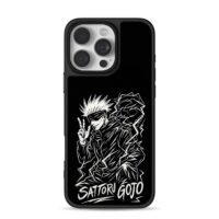 Satoru Gojo JJK peace lightning art iPhone 16 Pro Max Black Case