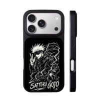 Satoru Gojo JJK peace lightning art iPhone 17 Pro Max Black Case