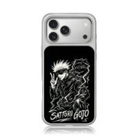 Satoru Gojo JJK peace lightning art iPhone 17 Pro Max Electroplated Silver Case1