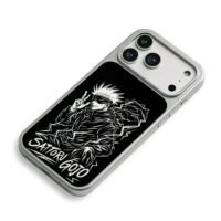 Satoru Gojo JJK peace lightning art iPhone 17 Pro Max Electroplated Silver Case2