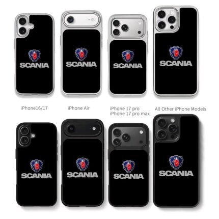 Scania logo red griffin Scania text Chris Brown Phone Case Black Electroplated Silver For Iphone 11 To 17