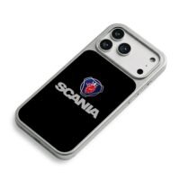 Scania logo red griffin Scania text iPhone 17 Pro Max Electroplated Silver Case2