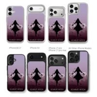 Scarlet Witch silhouette with magic Chris Brown Phone Case Black Electroplated Silver For Iphone 11 To 17