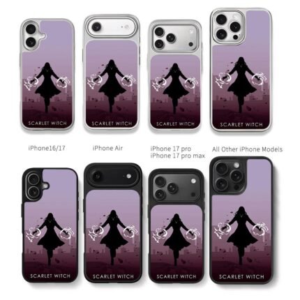 Scarlet Witch silhouette with magic Chris Brown Phone Case Black Electroplated Silver For Iphone 11 To 17