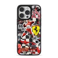 Schumacher Ferrari F1 race collage iPhone 16 Pro Max Black Case