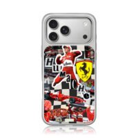 Schumacher Ferrari F1 race collage iPhone 17 Pro Max Electroplated Silver Case1