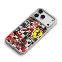 Schumacher Ferrari F1 race collage iPhone 17 Pro Max Electroplated Silver Case2