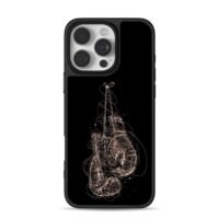 Scribble art hanging boxing gloves iPhone 16 Pro Max Black Case