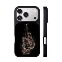 Scribble art hanging boxing gloves iPhone 17 Pro Max Black Case