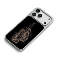 Scribble art hanging boxing gloves iPhone 17 Pro Max Electroplated Silver Case2