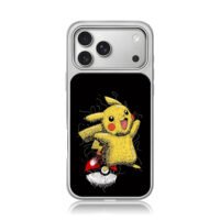 Scribble happy Pikachu pokeball iPhone 17 Pro Max Electroplated Silver Case1