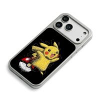 Scribble happy Pikachu pokeball iPhone 17 Pro Max Electroplated Silver Case2