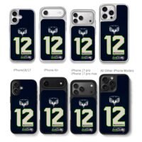 Seattle Seahawks 12 and hawk logos Chris Brown Phone Case Black Electroplated Silver For Iphone 11 To 17