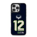 Seattle Seahawks 12 and hawk logos iPhone 16 Pro Max Black Case