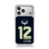 Seattle Seahawks 12 and hawk logos iPhone 17 Pro Max Electroplated Silver Case1
