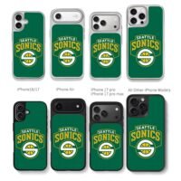 Seattle Sonics NBA basketball logo Chris Brown Phone Case Black Electroplated Silver For Iphone 11 To 17