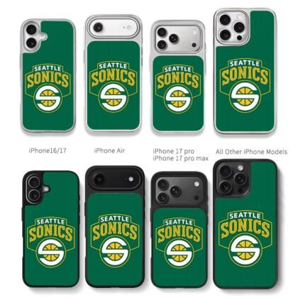 Seattle Sonics NBA basketball logo Chris Brown Phone Case Black Electroplated Silver For Iphone 11 To 17