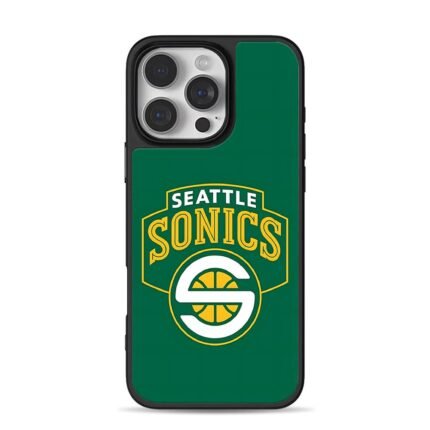Seattle Sonics NBA basketball logo iPhone 16 Pro Max Black Case
