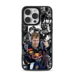 Sebastian Vettel RedBull F1 collage iPhone 16 Pro Max Black Case