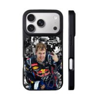 Sebastian Vettel RedBull F1 collage iPhone 17 Pro Max Black Case