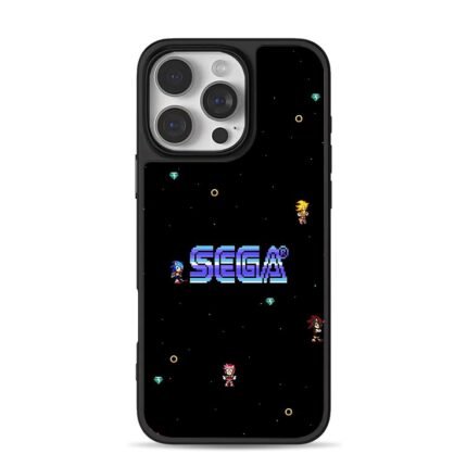 Sega Sonic rings emeralds pixel art iPhone 16 Pro Max Black Case
