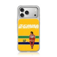 Senna F1 driver with brazil helmet iPhone 17 Pro Max Electroplated Silver Case1