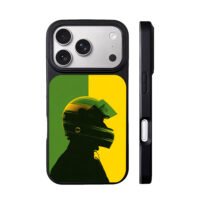 Senna F1 helmet green yellow iPhone 17 Pro Max Black Case
